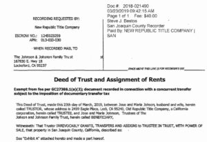 Deed of Trust Assignment of Rents